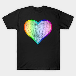 Distressed Rainbow Gingham Heart T-Shirt